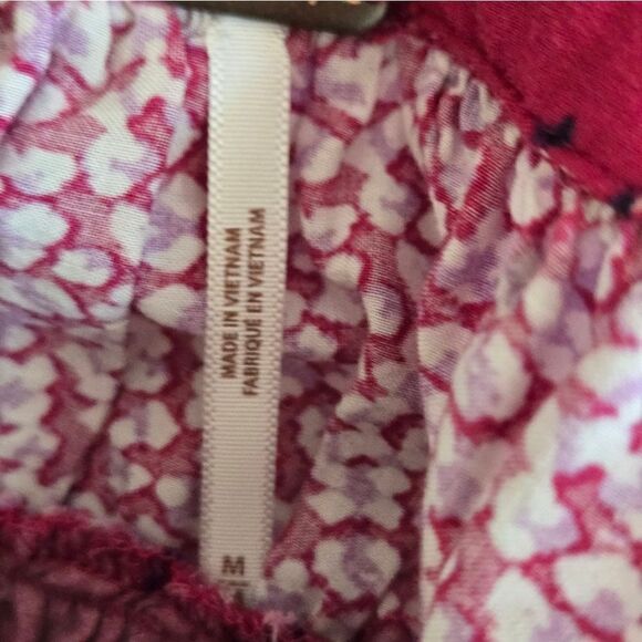 Free People Red Button Front Relaxed Fit Boho Peasant Top - Picture 5 of 5